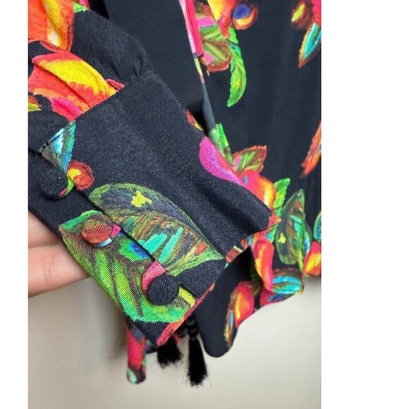 FARM RIO WRAP DRESS TOUCAN PRINT FRINGE TASSEL XS 0 2 - Picture 4 of 9